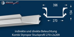 LED Deckenleiste für LED Spots und LED Streifen Dortmund 270+2x209