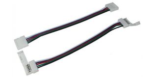 Verbinder / Connector für RGBW RGB+W 10mm LED-Streifen ; 2 Clips + 1 Kabel