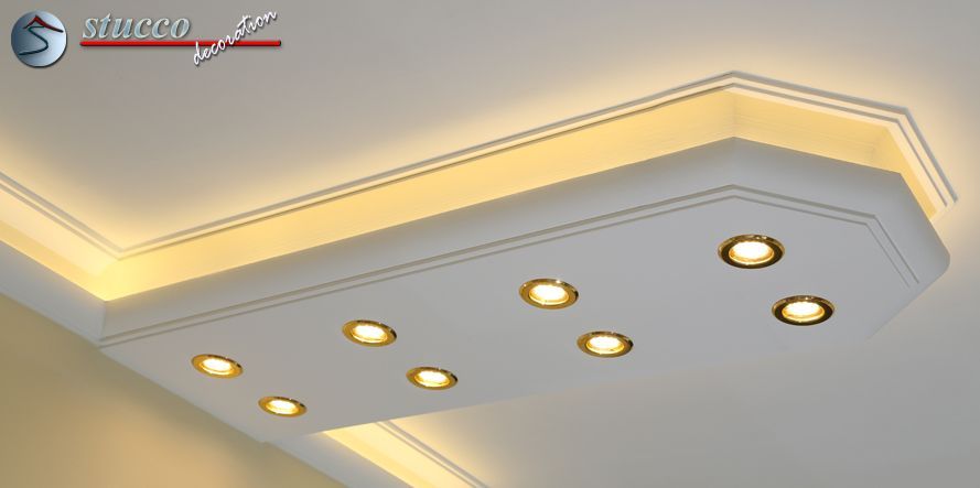 LED Styroporleiste für direkte und indirekte Deckenbeleuchtung München 400+2x205 mit Verbindungsstück und Endstück