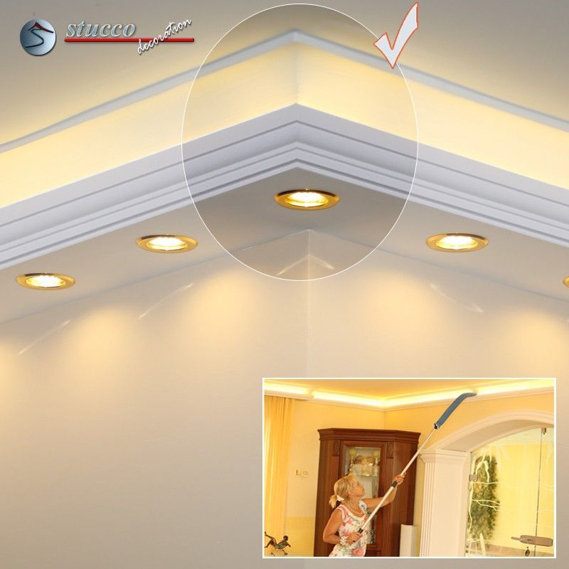Badezimmer Beleuchtung - indirekte Beleuchtung mit Stuckleisten190+202 Plexi Plus und LED Stripes