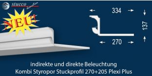 LED Deckenleiste für LED Spots und LED Streifen München 270+205 Plexi Plus