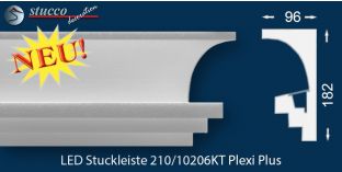LED Deckenprofil als Gardinenleiste für indirekte Beleuchtung Köln 210 PLEXI PLUS