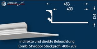 LED Deckenleiste für direkte und indirekte Beleuchtung Dortmund 400+290