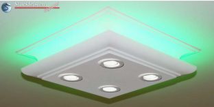 LED Deckenbeleuchtung mit warmweißen LED Einbauspots und RGB LED Streifen Augsburg 304/205