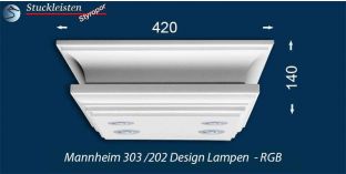 Design Stucklampe Mannheim 303/202 mit warmweißen LED Spots und RGB LED Strip