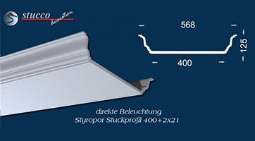 U-förmiges Stuckprofil für direkte Beleuchtung Düren 400+2x21