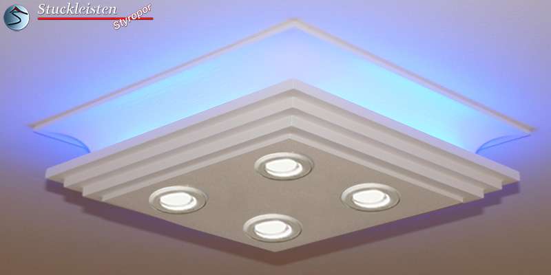 LED Deckenlampe mit warmweißen LED Einbauspots und RGB LED Streifen Cottbus 308/209