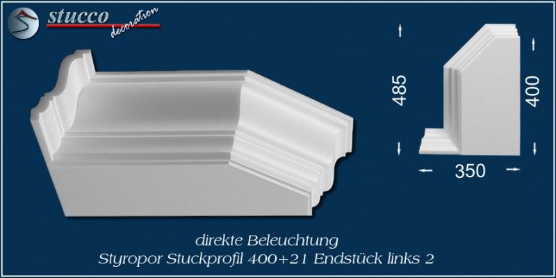 Endstück 2 links für direkte Beleuchtung Düren 400+21
