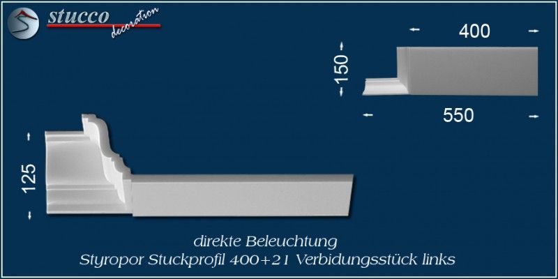 Verbindungsstück links für direkte Beleuchtung Düren 400+21