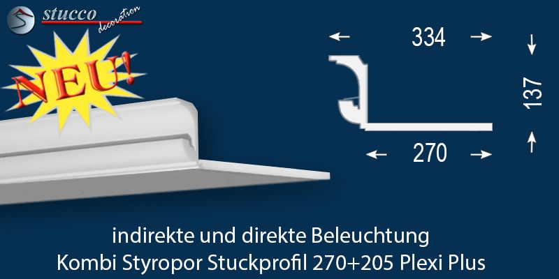 LED Deckenleiste für LED Spots und LED Streifen München 270+205 Plexi Plus