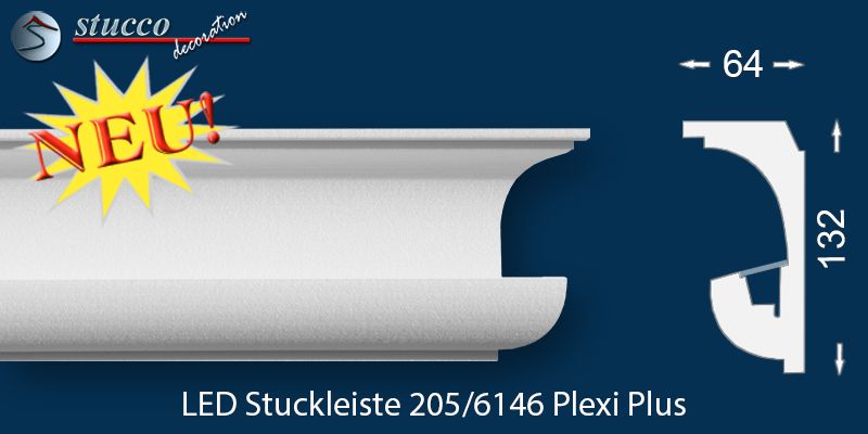 LED Stuckleiste für indirekte Beleuchtung München 205 Plexi Plus
