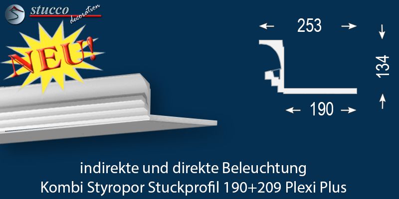 LED Deckenleiste für LED Spots und LED Streifen Dortmund 190+209 Plexi Plus