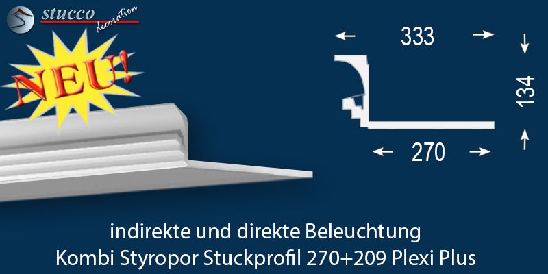 LED Deckenleiste für LED Spots und LED Streifen Dortmund 270+209 Plexi Plus