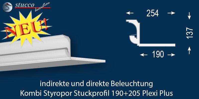 LED Deckenleiste für LED Spots und LED Streifen München 190+205 Plexi Plus