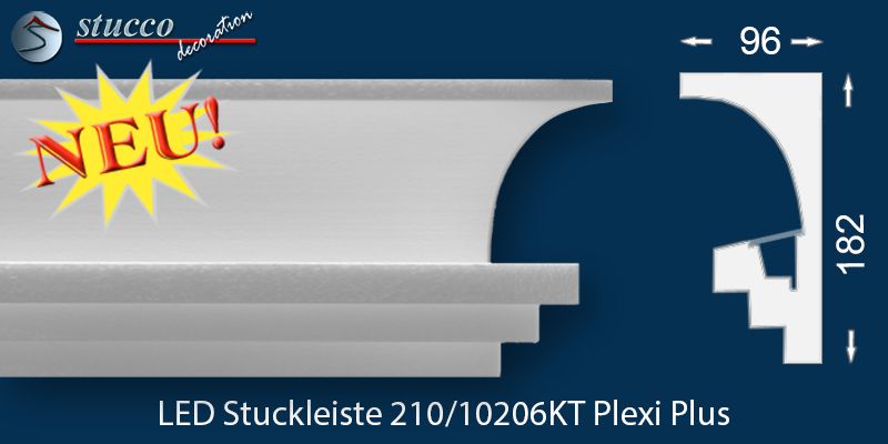 LED Deckenprofil als Gardinenleiste für indirekte Beleuchtung Köln 210 PLEXI PLUS