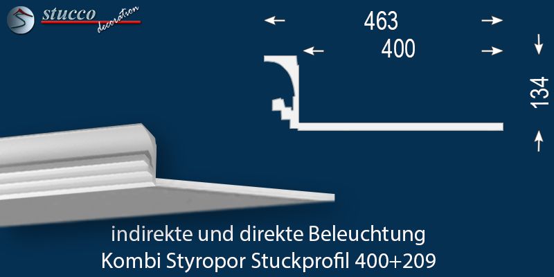 LED Deckenleiste für direkte und indirekte Beleuchtung Dortmund 400+290