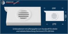 Schließelement links mit Lüftungsgitter zum Stuckprofil für direkte und indirekte Beleuchtung Dortmund 270+209