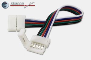 5x Verbinder Connector für RGBW RGB+W 10mm LED-Streifen ; 2 Clips Kabel 15cm 