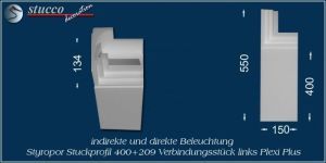 Verbindungsstück links für direkte und indirekte Beleuchtung Dortmund 400+209 Plexi Plus