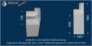 Verbindungsstück rechts für direkte und indirekte Beleuchtung Dortmund 400+209 Plexi Plus