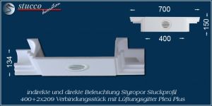 Verbindungsstück mit Lüftungsgitter für direkte und indirekte Beleuchtung Dortmund 400+2x209 Plexi Plus
