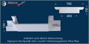 Verbindungsstück für direkte und indirekte Beleuchtung Dortmund 400+2x209 Plexi Plus