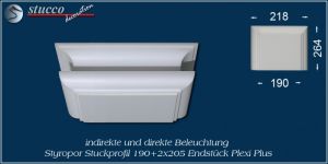 Endstück für direkte und indirekte Beleuchtung München 190+2x205 Plexi Plus