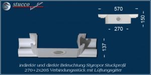 Verbindungsstück mit Lüftungsgitter für direkte und indirekte Beleuchtung München 270+2x205