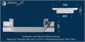 Verbindungsstück für direkte und indirekte Beleuchtung München 400+2x205 Plexi Plus