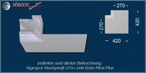 Inneres Eckelement zum Stuckprofil Dortmund 270+209 Plexi Plus für direkte und indirekte Beleuchtung