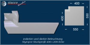 Inneres Eckelement zum Stuckprofil Dortmund 400+209 für direkte und indirekte Beleuchtung