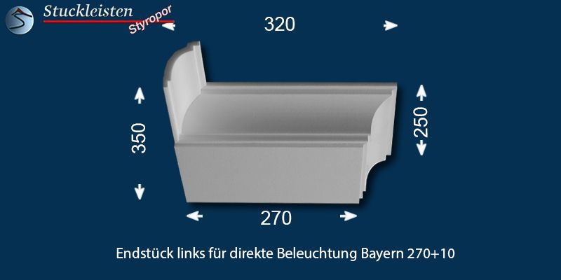 Endstück links für direkte Beleuchtung Bayern 270+10