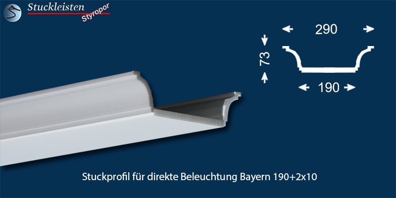 Stuckprofil für direkte Beleuchtung Bayern 190+2x10