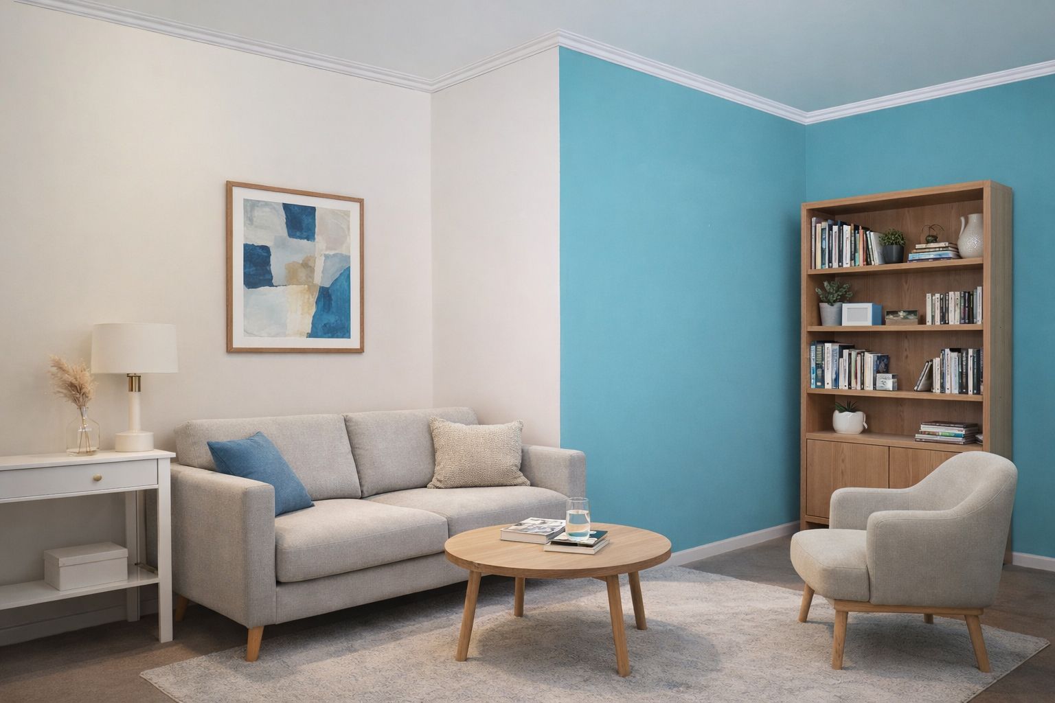 kompaktes Wohnzimmer mit der Styropor Zierleiste Frankfurt 17