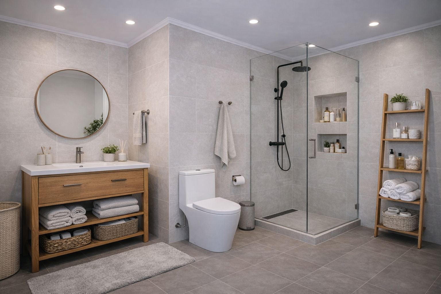 modernes Badezimmer mit Styropor Stuckleisten