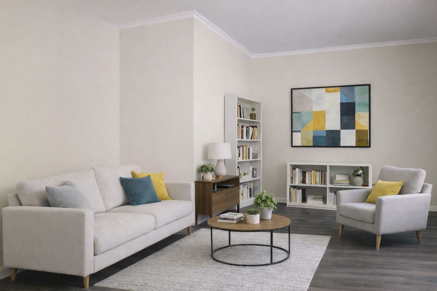 modernes Wohnzimmer mit Styropor Leisten modernes Wohnzimmer mit Styropor Leisten