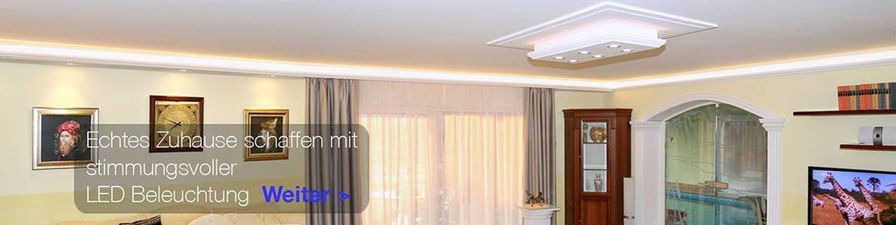 Stuckleisten Styropor mit LED Beleuchtung Stuckleisten Styropor mit LED Beleuchtung